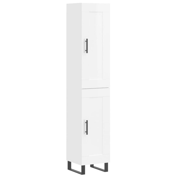 vidaXL Buffet haut Blanc brillant 34 5x34x180 cm Bois d'ingénierie