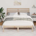vidaXL Cadre de lit Marron 135 x 190 cm Bois massif en pin