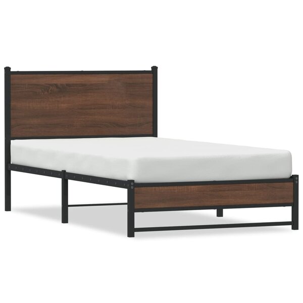 vidaXL Cadre de lit en métal sans matelas chêne marron 107x203 cm
