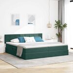 vidaXL Lit de Rangement avec matelas Vert foncé 200 x 200 cm Velours