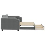 vidaXL Lit de jour avec gigogne et tiroirs gris foncé 90x200 cm tissu