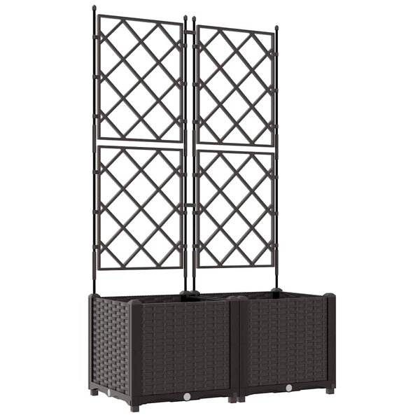vidaXL Bac à fleurs avec Treillis 2 Pièces Marron 80 x 40 x 143 cm PP