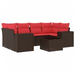 vidaXL Salon de jardin avec coussins 7 Pièces marron résine tressée