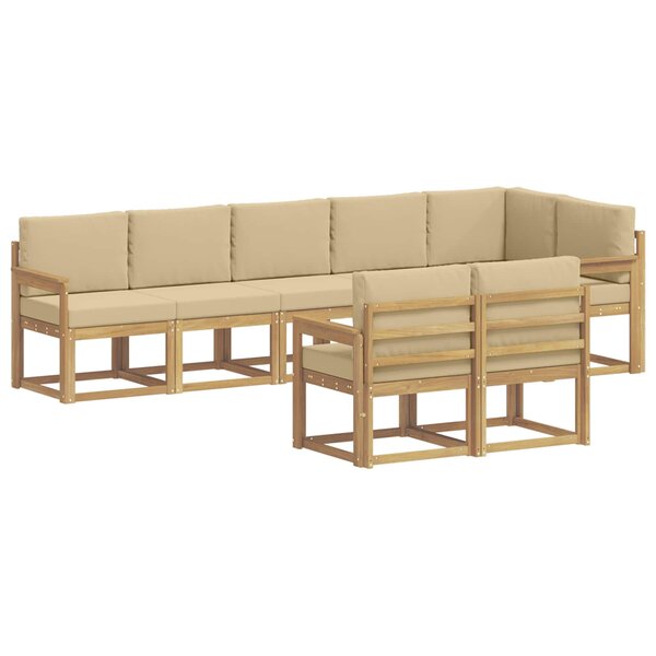 vidaXL Ensemble de canapés d'extérieur 8 Pièces Blanc et Beige Polyester