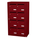 Bloc collectif leabox.com  2x4  grade 3  simple face  Intérieur  fixation murale  Rouge pourpre RAL 3004 finition brillante