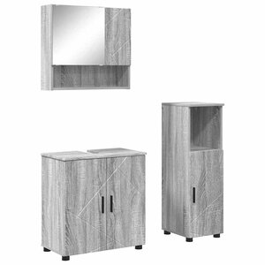 vidaXL Ensemble de mobilier de salle de bain 3 Pièces Sonoma gris