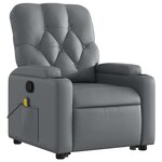 vidaXL Fauteuil inclinable de massage Gris Similicuir
