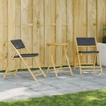vidaXL Ensemble de bistro pliante 3 Pièces et coussins gris foncé bambou