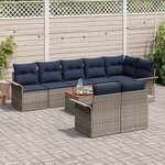 vidaXL Ensemble de canapé de jardin avec coussin 9 Pièces Gris polyrotin
