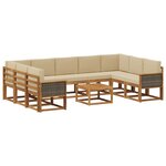 vidaXL Ensemble de canapés d'extérieur 10 pc Naturel et Beige