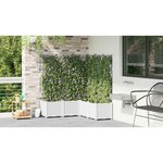 vidaXL Bac à fleurs avec Treillis 5 Pièces Blanc 120 x 120 x 143 cm PP