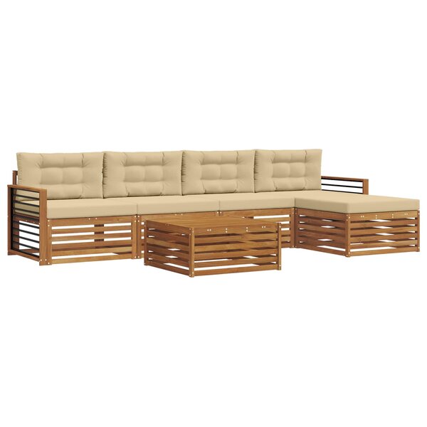 vidaXL Ensemble de canapés d'extérieur 6 Pièces Naturel et Beige