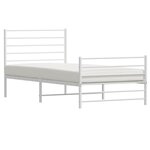 vidaXL Cadre de lit métal avec tête de lit/pied de lit blanc 100x190cm
