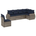 vidaXL Salon de jardin 6 Pièces avec coussins gris résine tressée