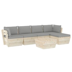 vidaXL Salon de jardin palette 6 Pièces avec coussins bois d'épicéa
