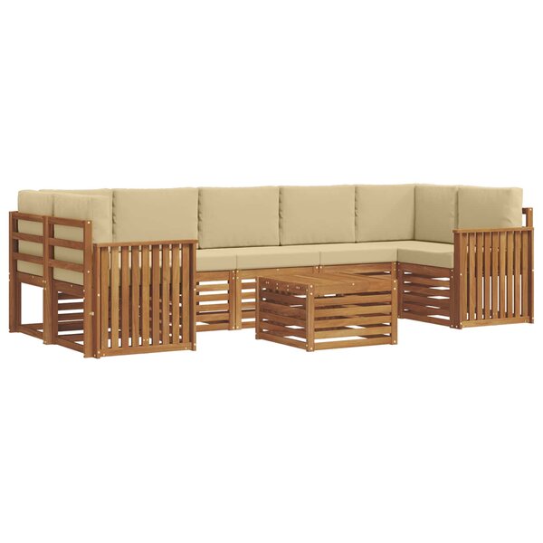 vidaXL Ensemble de canapés d'extérieur 8 pc Naturel et Beige