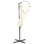 vidaXL Parasol de jardin en porte-à-faux et mât et lumières LED sable