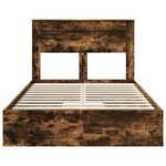vidaXL Lit de Rangement Chêne fumé 120 x 200 cm Bois d'ingénierie