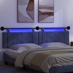 vidaXL Tête de lit suspendue Avec lumière LED Bleu police Velours