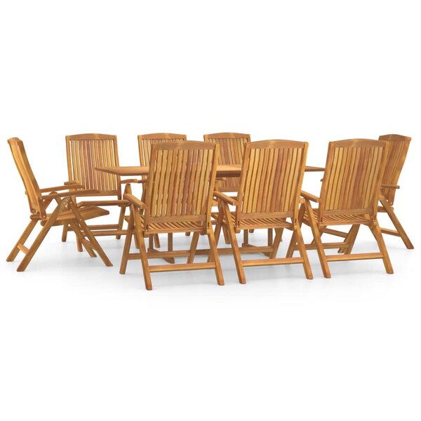 vidaXL Ensemble à manger de jardin 9 Pièces Bois de teck solide