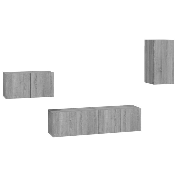 vidaXL Ensemble de meubles TV 4 Pièces Sonoma gris Bois d'ingénierie