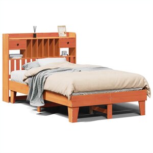 vidaXL Cadre de lit sans matelas cire marron 135x190cm bois pin massif