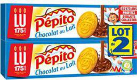 LU Pépito - Biscuits nappés chocolat au lait les 2 biotes de 192g
