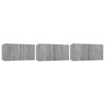 vidaXL Meubles TV suspendus Sonoma gris 3 Pièces Bois d'ingénierie