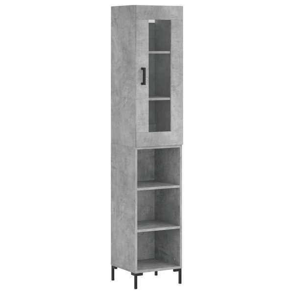 vidaXL Buffet haut Gris béton 34 5x34x180 cm Bois d'ingénierie