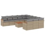 vidaXL Salon de jardin avec coussins 12 Pièces beige résine tressée