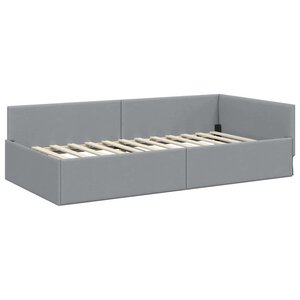 vidaXL Cadre de lit d'angle avec tête de lit Gris clair 80 x 200 cm