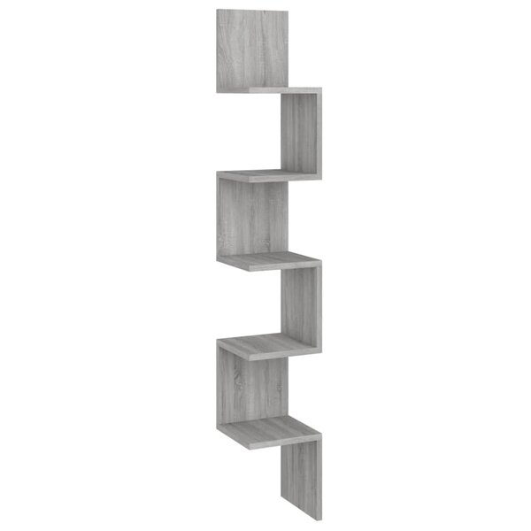 vidaXL Étagère angle murale Sonoma gris 20x20x127 5 cm Bois ingénierie