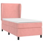 vidaXL Sommier à lattes de lit avec matelas Rose 100x200 cm Velours