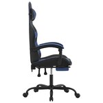 vidaXL Chaise de jeu avec repose-pied Noir et bleu Similicuir