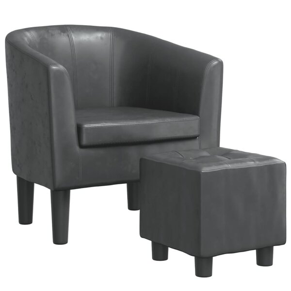 vidaXL Fauteuil avec repose-pied gris similicuir