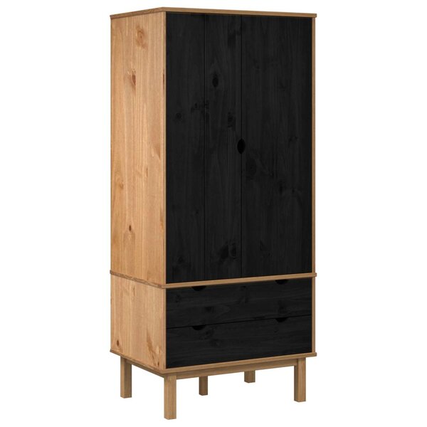 vidaXL Armoire OTTA Noir 76 5 x 53 x 172 cm Bois de pin massif