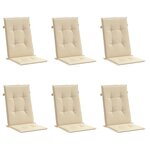 vidaXL Coussins de chaise de jardin dossier haut lot de 6 beige tissu
