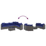 vidaXL Salon de jardin avec coussins 7 Pièces gris résine tressée