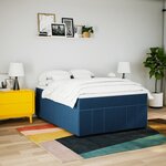 vidaXL Sommier à lattes de lit avec matelas Bleu 140x200 cm Tissu