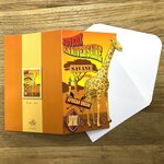 Carte Porte-Billet Joyeux Anniversaire Girafe Savane Safari Enveloppe 12x17 5cm
