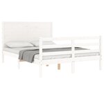 vidaXL Cadre de lit avec tête de lit blanc 140x190 cm bois massif