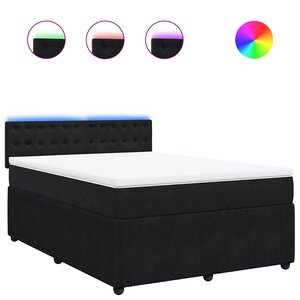 vidaXL Sommier à lattes de lit et matelas Noir 160x200 cm Velours