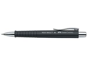 Stylo Bille Rétractable POLY BALL Pte Moyenne Noir FABER-CASTELL