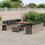 vidaXL Ensemble de canapé de jardin 11 Pièces Gris Poly rotin