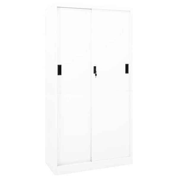 Armoire de bureau porte coulissante blanche 90 x 40 x 180 cm en acier blanc 02_0046818