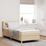 vidaXL Lit à ressorts avec matelas crème 90x200 cm tissu