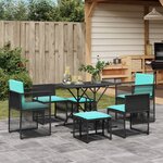 vidaXL Ensemble à manger de jardin 7 Pièces coussins noir résine tressée
