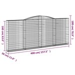 vidaXL Paniers à gabions arqués 2 Pièces 400x30x160/180 cm Fer galvanisé