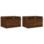 vidaXL Tables de chevet murales avec lumières LED 2 Pièces chêne marron