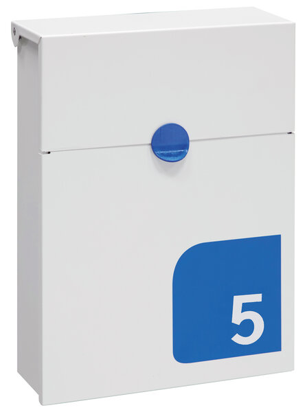 Boîte aux Lettres en Acier  Tondo E6721-BLU  Serrure Protégée  Anti-pluie  Blanc
